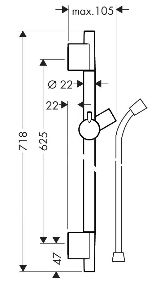 Hansgrohe Raindance - Duschstange 650 Mm, Mit Duschschlauch, Verchromt 28632000 2 Hansgrohe Raindance - Duschstange 650 Mm, Mit Duschschlauch, Verchromt 28632000 – Bild 2