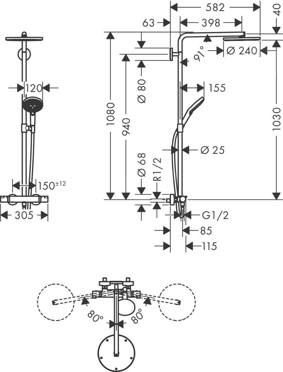 Hansgrohe Raindance Select S - Duschsäule Showerpipe Mit Thermostatbatterie, 1jet, Bronze Gebürstet 27633140 2 Hansgrohe Raindance Select S - Duschsäule Showerpipe Mit Thermostatbatterie, 1jet, Bronze Gebürstet 27633140 – Bild 2