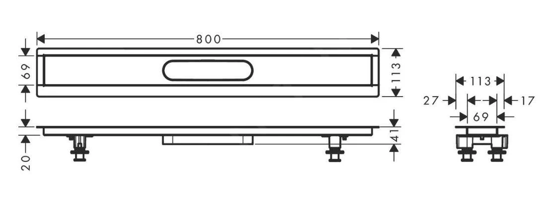 Hansgrohe UBox Universal - Installationsset 800 Für Duschrinnen Fertigsets, Edelstahl 56012180 2 Hansgrohe UBox Universal - Installationsset 800 Für Duschrinnen Fertigsets, Edelstahl 56012180 – Bild 2