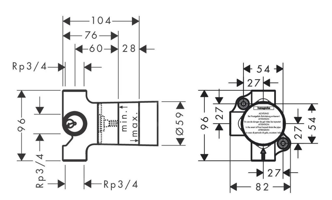 Hansgrohe Trio/Quattro - Grundkörper Für Unterputz Ab-/ Umstellventil 15981180 2 Hansgrohe Trio/Quattro - Grundkörper Für Unterputz Ab-/ Umstellventil 15981180 – Bild 2
