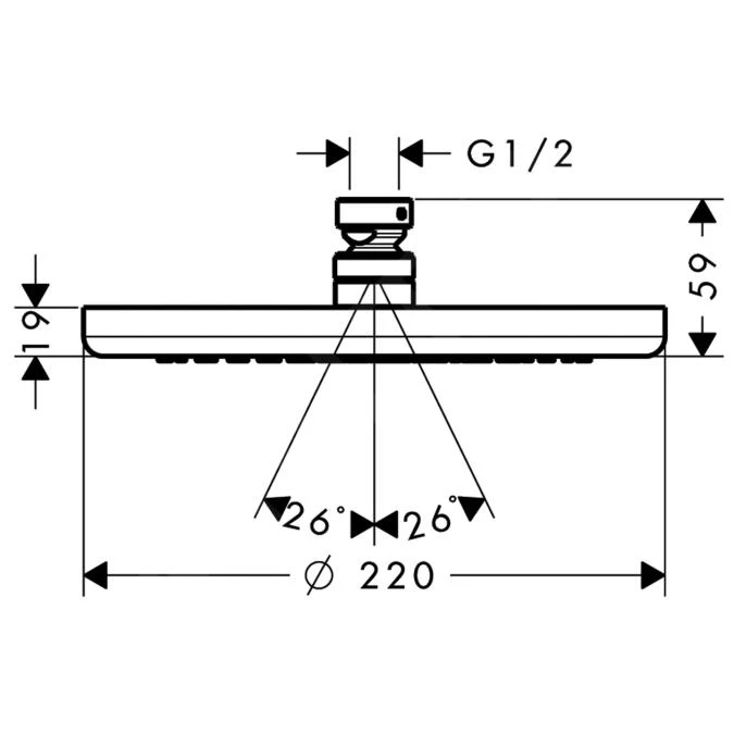 Hansgrohe Croma 220 - Kopfbrause 220, 1 Strahl, Verchromt 26464000 2 Hansgrohe Croma 220 - Kopfbrause 220, 1 Strahl, Verchromt 26464000 – Bild 2