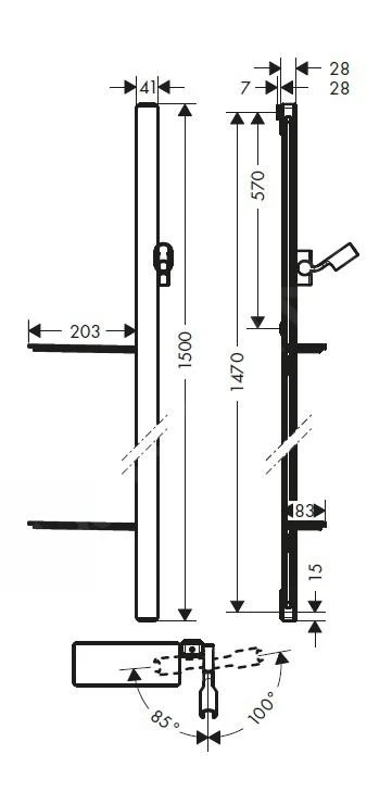Hansgrohe Unica'E - Brausestange 1500 Mm, Mit Brauseschlauch, Schwarz/Chrom 27645600 2 Hansgrohe Unica'E - Brausestange 1500 Mm, Mit Brauseschlauch, Schwarz/Chrom 27645600 – Bild 2
