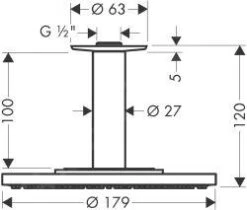 Hansgrohe Raindance - Kopfbrause S 180 Air, 1 Strahlart, EcoSmart 9 L/min, Mit Deckenauslass 100 Mm, Chrom 27464000 -Hansgrohe Store 634c745c225b7fc45b17f880