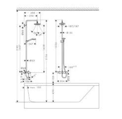 Hansgrohe Croma Select E - Thermostat-Wannenarmatur Showerpipe 180 Mit Zubehör, Für 2 Verbraucher, Weiß / Verchromt 27352400 -Hansgrohe Store 76e07497a1bead04d1e4a745