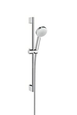 Hansgrohe Crometta 100 - Brausegarnitur Vario, EcoSmart 9 L/min, Duschstange 650 Mm, Weiß / Verchromt 26654400