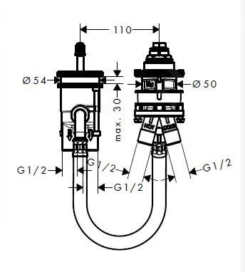 Hansgrohe Montageelemente - Grundkörper Für Wannenrandarmatur, 2-Loch Montage 13159180 2 Hansgrohe Montageelemente - Grundkörper Für Wannenrandarmatur, 2-Loch Montage 13159180 – Bild 2