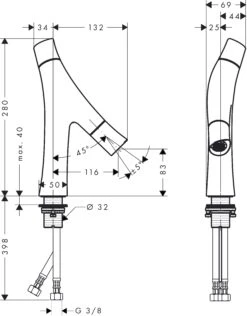 Hansgrohe Axor Starck Organic Waschtischarmatur 12011000 2 Griff Armatur 80, Chrom, Ohne Ablaufgarnitur -Hansgrohe Store Axor Starck Organic Waschtischarmatur 12011000 2 Griff Armatur 80 chrom ohne Ablaufgarnitur 1