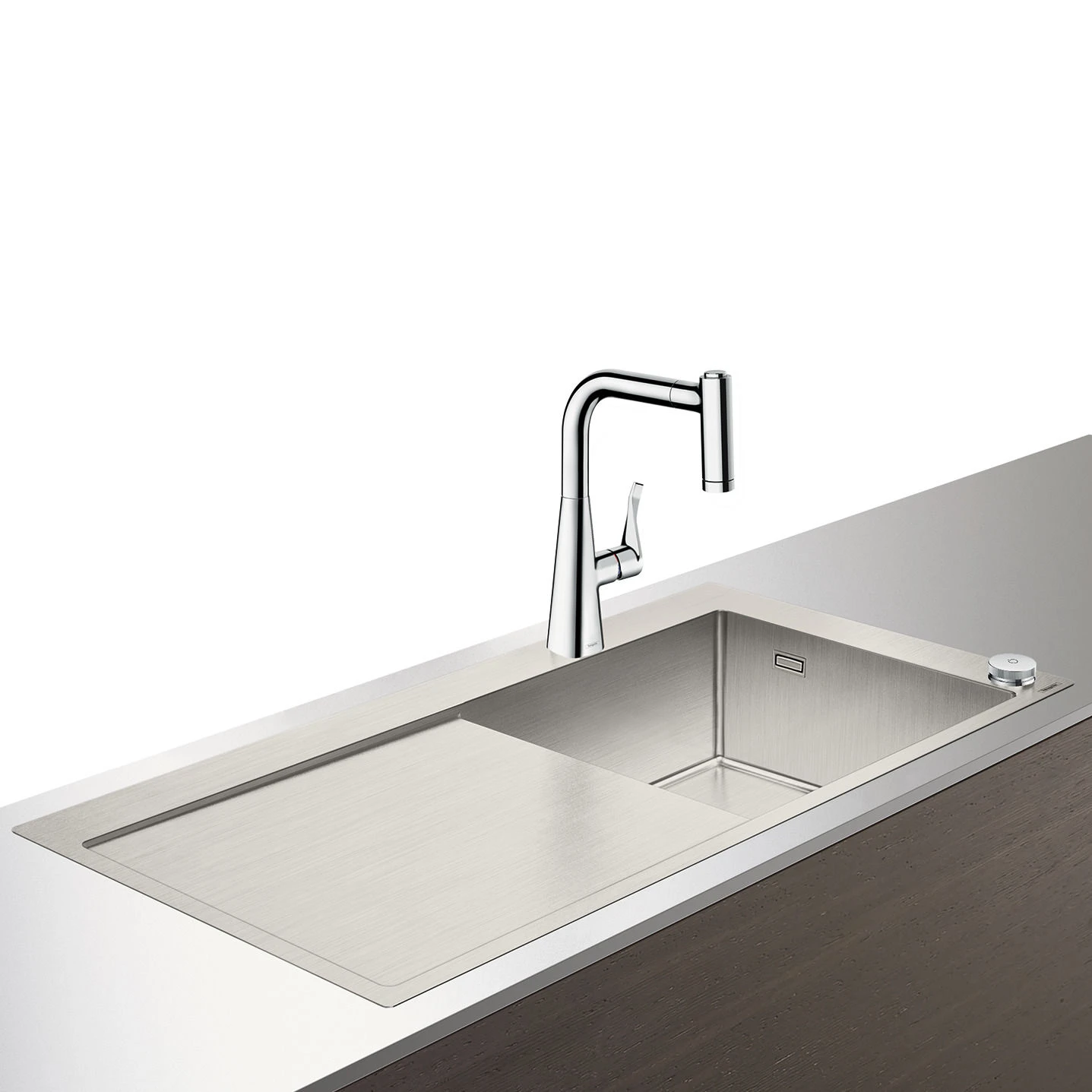 Hansgrohe Select C71-F450-02 Spülencombi 43208800 Edelstahl-optik, Mit SBox, Abtropffläche 1 Hansgrohe Select C71-F450-02 Spülencombi 43208800 Edelstahl-optik, Mit SBox, Abtropffläche