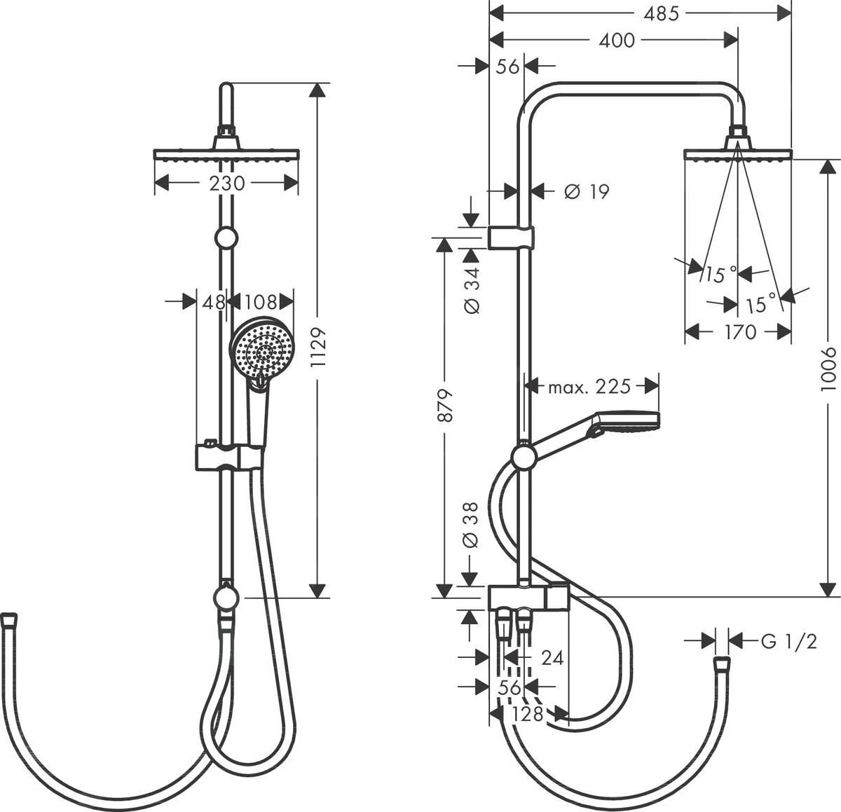 Hansgrohe Vernis Shape - Duschset Showerpipe 230 Reno, EcoSmart, Schwarz Matt 26289670 2 Hansgrohe Vernis Shape - Duschset Showerpipe 230 Reno, EcoSmart, Schwarz Matt 26289670 – Bild 2