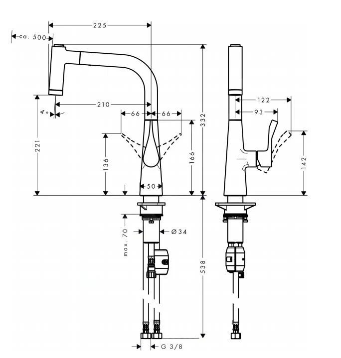 Hansgrohe Metris - Spültisch Einhebelmischer 220 Mit Ausziehbarer Geschirrbrause, Verchromt 14834000 2 Hansgrohe Metris - Spültisch Einhebelmischer 220 Mit Ausziehbarer Geschirrbrause, Verchromt 14834000 – Bild 2