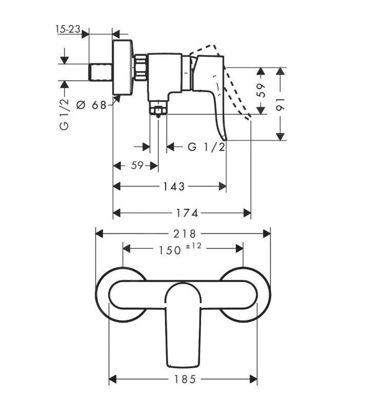 Hansgrohe Metris New - Brause-Einhebelmischer, Verchromt 31680000 2 Hansgrohe Metris New - Brause-Einhebelmischer, Verchromt 31680000 – Bild 2
