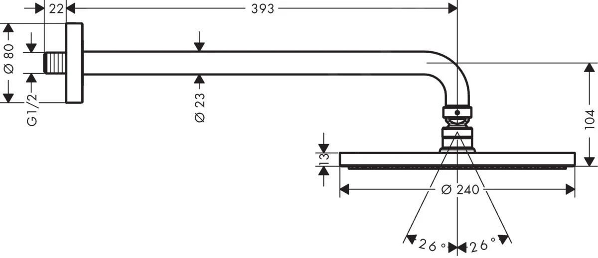 Hansgrohe Raindance S - Kopfbrause PowderRain 240, Ausladung 390 Mm, Verchromt 27607000 2 Hansgrohe Raindance S - Kopfbrause PowderRain 240, Ausladung 390 Mm, Verchromt 27607000 – Bild 2