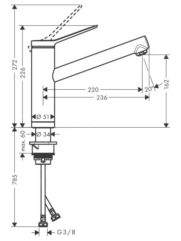 Hansgrohe Zesis M33 - Spültischarmatur 160, Kippbar Unter Das Fenster, Chrom 74805000 2 Hansgrohe Zesis M33 - Spültischarmatur 160, Kippbar Unter Das Fenster, Chrom 74805000 – Bild 2