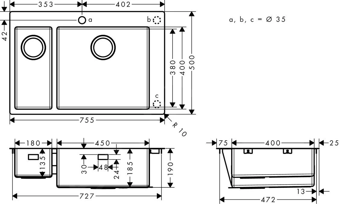 Hansgrohe Abwäschen - Einbauspülbecken S711-F655, Edelstahl 43309800 2 Hansgrohe Abwäschen - Einbauspülbecken S711-F655, Edelstahl 43309800 – Bild 2