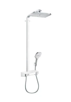 Hansgrohe Raindance Select E - Duschsäule Showerpipe 360 Mit Thermostatbatterie ShowerTablet Select 300, Weiß / Verchromt 27288400