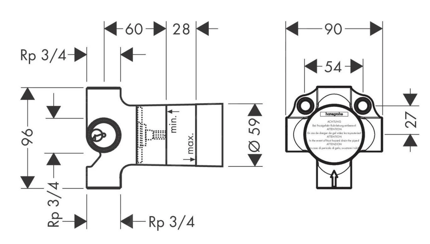 Hansgrohe Trio/Quattro - Grundkörper Für 4-Wege Umstellventil - Unterputz 15930180 2 Hansgrohe Trio/Quattro - Grundkörper Für 4-Wege Umstellventil - Unterputz 15930180 – Bild 2