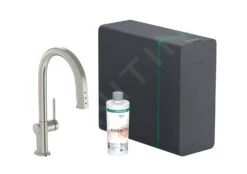 Hansgrohe Aqittura M91 - Spültischarmatur Mit Ausziehbarem Auslauf, SodaSystem, SBox, Edelstahl 76836800
