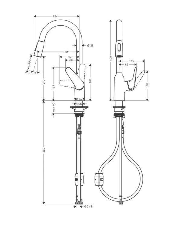 Hansgrohe Focus M42 - Spültischarmatur M429-H220 Mit Ausziehbarer Brause, Chrom 71800000 2 Hansgrohe Focus M42 - Spültischarmatur M429-H220 Mit Ausziehbarer Brause, Chrom 71800000 – Bild 2