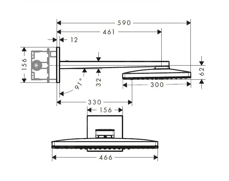 Hansgrohe Rainmaker Select - Kopfbrause 460, Ausladung 460 Mm, 2 Strahlen, Schwarz / Verchromt 24005600 2 Hansgrohe Rainmaker Select - Kopfbrause 460, Ausladung 460 Mm, 2 Strahlen, Schwarz / Verchromt 24005600 – Bild 2