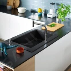 Hansgrohe Abwäschen - Granit-Einbauspülbecken S510-F660, Graphitschwarz 43313170 -Hansgrohe Store f13f42a12e5d9dac8bab7632