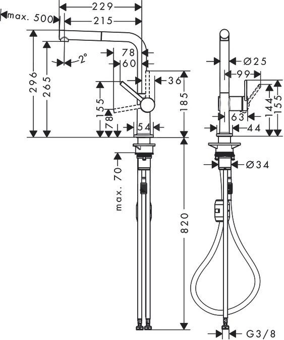 Hansgrohe M54 - Spültischarmatur Talis, Mit Ausziehbarem Auslauf, Edelstahl 72808800 2 Hansgrohe M54 - Spültischarmatur Talis, Mit Ausziehbarem Auslauf, Edelstahl 72808800 – Bild 2