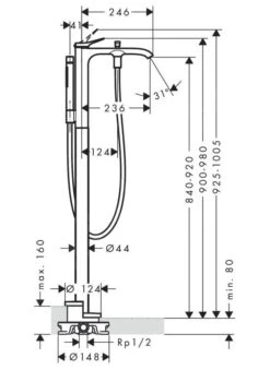 Hansgrohe Vivenis - Badewannenarmatur, Bodenmontage, Mit Zubehör, Verchromt 75445000 -Hansgrohe Store fc12ce199e5add16e272b9e0
