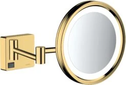 Hansgrohe AddStoris Rasierspiegel 41790990 Mit LED Leuchte, Wandmontage, Polished Gold Optic