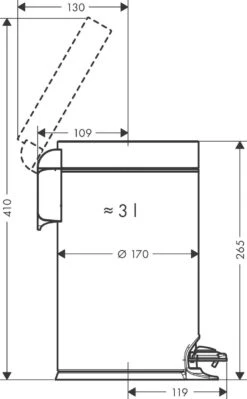 Hansgrohe AddStoris Treteimer 41775670 Fassungsvermögen 3 L, Freistehend, Mattschwarz -Hansgrohe Store hansgrohe AddStoris Treteimer 41775670 Fassungsvermoegen 3 l freistehend mattschwarz 1