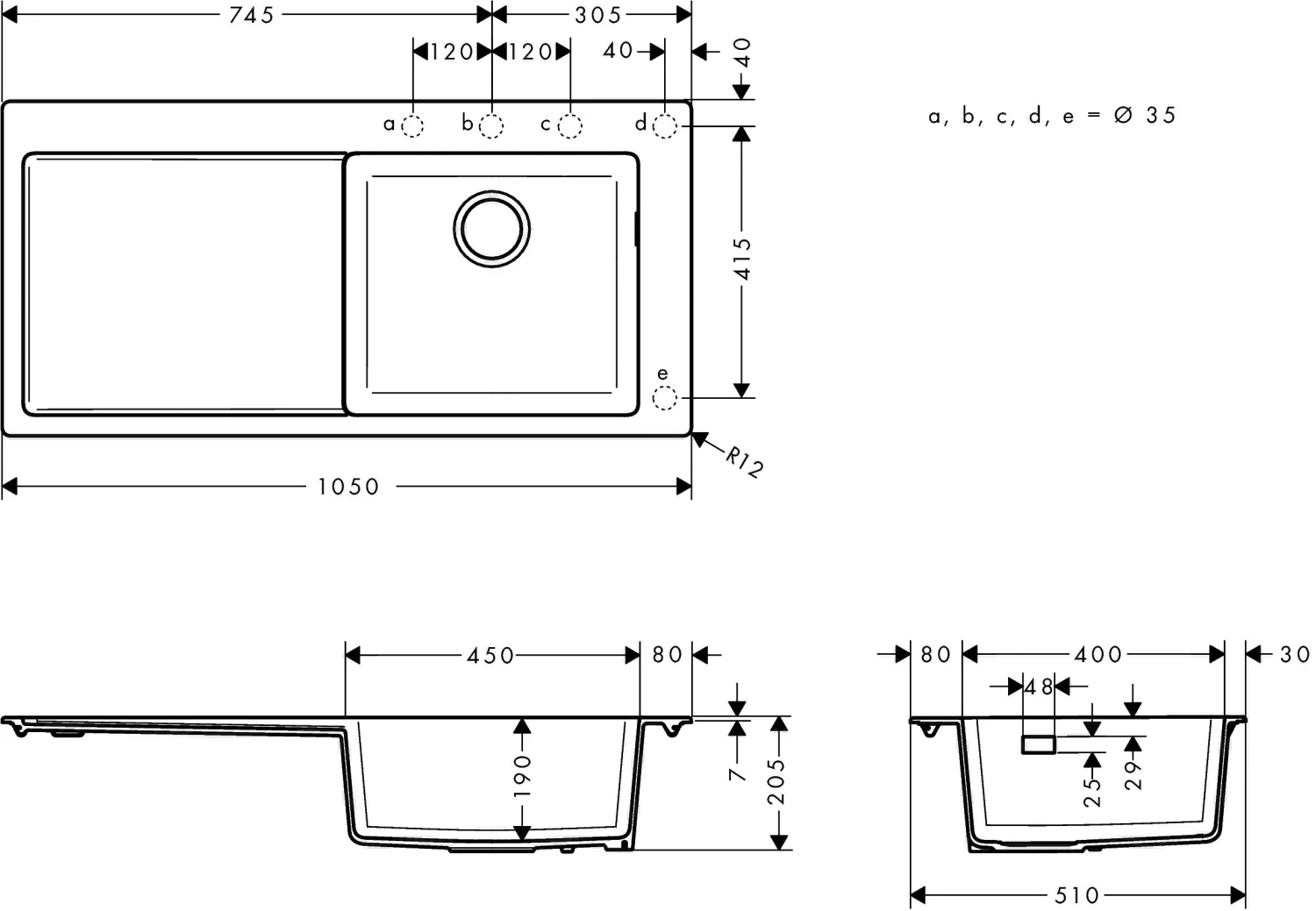 Hansgrohe Einbauspüle 43314380 1050 X 510 Mm, 1 Hauptbecken Rechts, Abtropffläche, Betongrau 2 Hansgrohe Einbauspüle 43314380 1050 X 510 Mm, 1 Hauptbecken Rechts, Abtropffläche, Betongrau – Bild 2