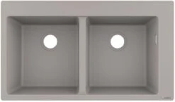 Hansgrohe Einbauspüle 43316380 880 X 510 Mm, 2 Hauptbecken, Hahnlöcher Vordefiniert, Betongrau