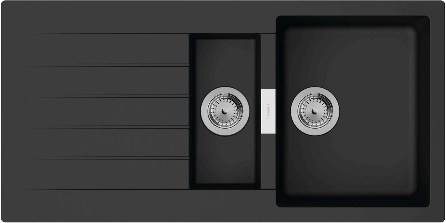 Hansgrohe Einbauspüle 43357170 750x490mm, Haupt- Und Zusatzbecken, 980 X 480 Mm, Graphitschwarz 1 Hansgrohe Einbauspüle 43357170 750x490mm, Haupt- Und Zusatzbecken, 980 X 480 Mm, Graphitschwarz