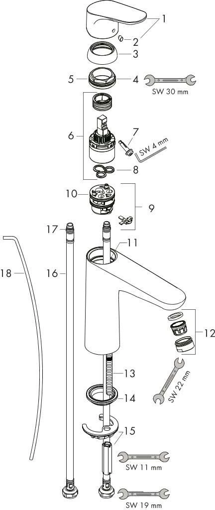 Hansgrohe Focus 100 Waschtischarmatur 31607000 Chrom, Mit Ablaufgarnitur 3 Hansgrohe Focus 100 Waschtischarmatur 31607000 Chrom, Mit Ablaufgarnitur – Bild 3