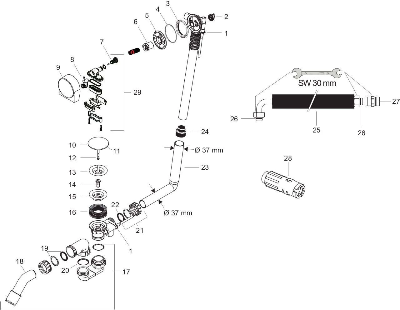 Hansgrohe Komplettset Exafill S Wanneneinlauf Mit Ab-/Überlaufgarnitur 58113000 3 Hansgrohe Komplettset Exafill S Wanneneinlauf Mit Ab-/Überlaufgarnitur 58113000 – Bild 3
