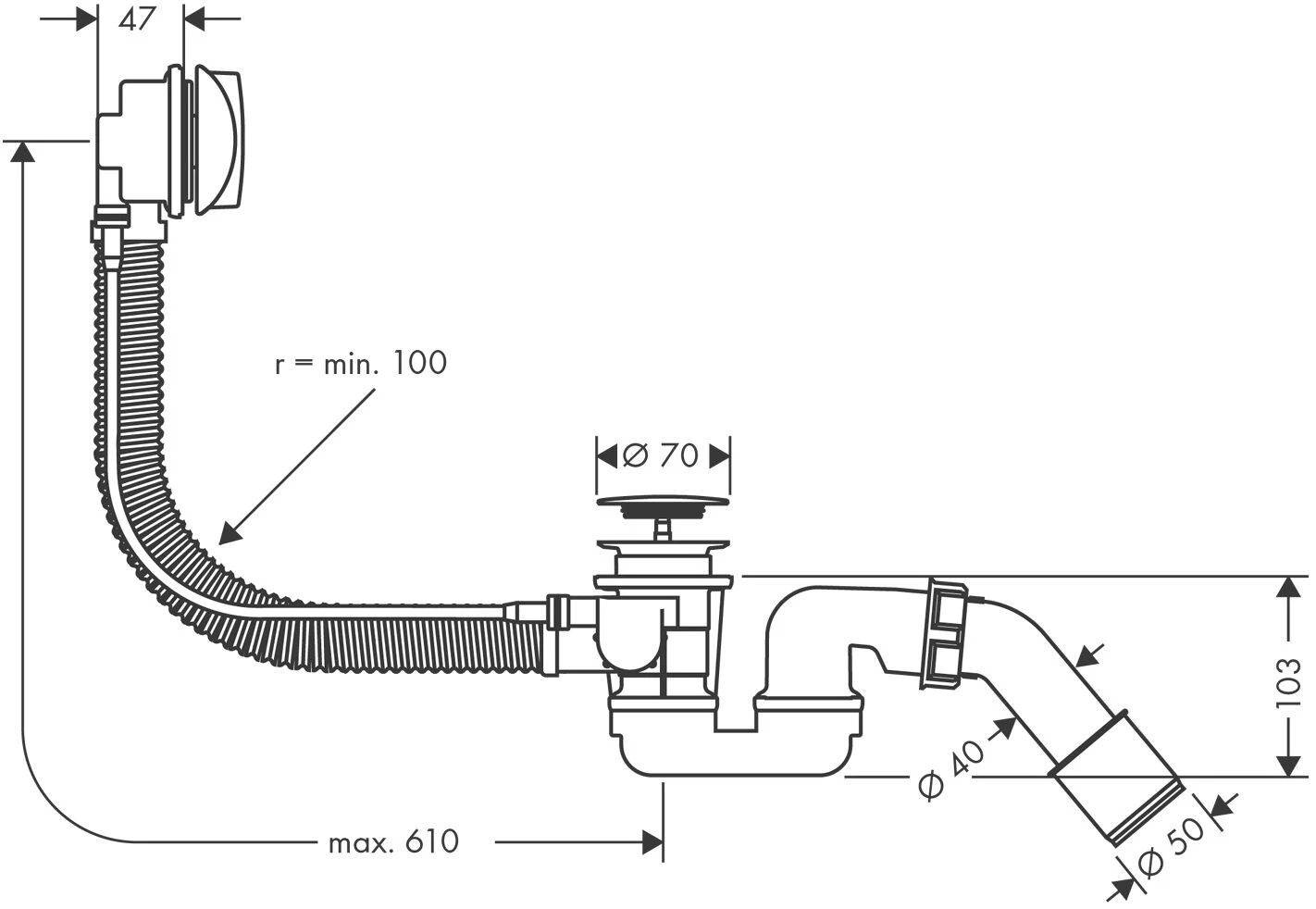 Hansgrohe Komplettset Flexaplus 58143000 Mit Ab- Und Überlaufgarnitur (Normalwannen), Chrom 2 Hansgrohe Komplettset Flexaplus 58143000 Mit Ab- Und Überlaufgarnitur (Normalwannen), Chrom – Bild 2