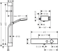 Hansgrohe Pulsify Select S Brauseset 24260000 Brausestange 65 Cm, Relaxation, Mit Handbrause, Chrom -Hansgrohe Store hansgrohe Pulsify Select S Brauseset 24260000 Brausestange 65 cm Relaxation mit Handbrause chrom 1