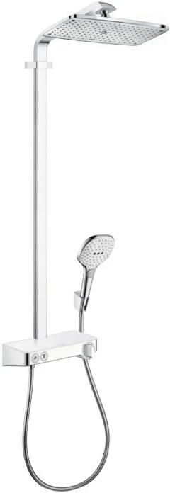 Hansgrohe Raindance Select Showerpipe 27288400 E360, Weiss Chrom, Mit Brausearm 380 Mm Und Tablet