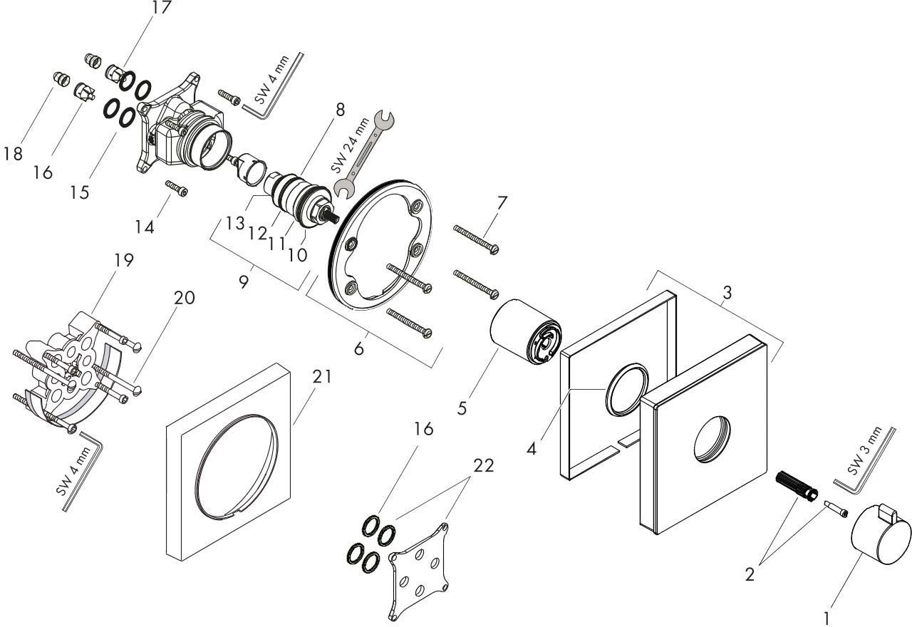 Hansgrohe ShowerSelect Glas Thermostat 15734600 Unterputz, Glas, Schwarz Chrom 3 Hansgrohe ShowerSelect Glas Thermostat 15734600 Unterputz, Glas, Schwarz Chrom – Bild 3